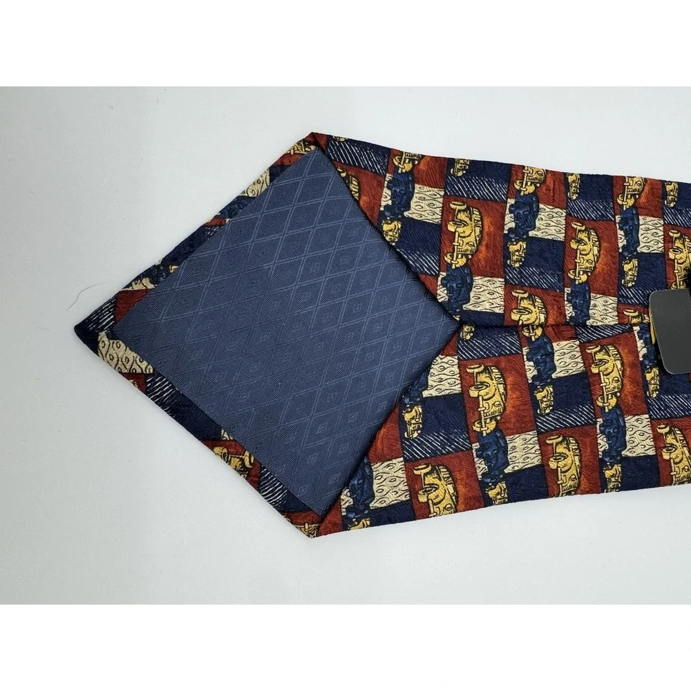 Fumagalli's Studio Silk Tie Geometric‎ Pattern Red Blue Gold Made in Italy